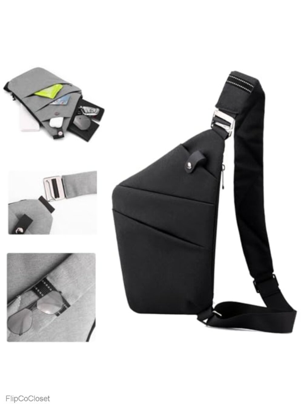 Anti Theft Slim Sling Crossbody Travel Bag Waterproof Polyester